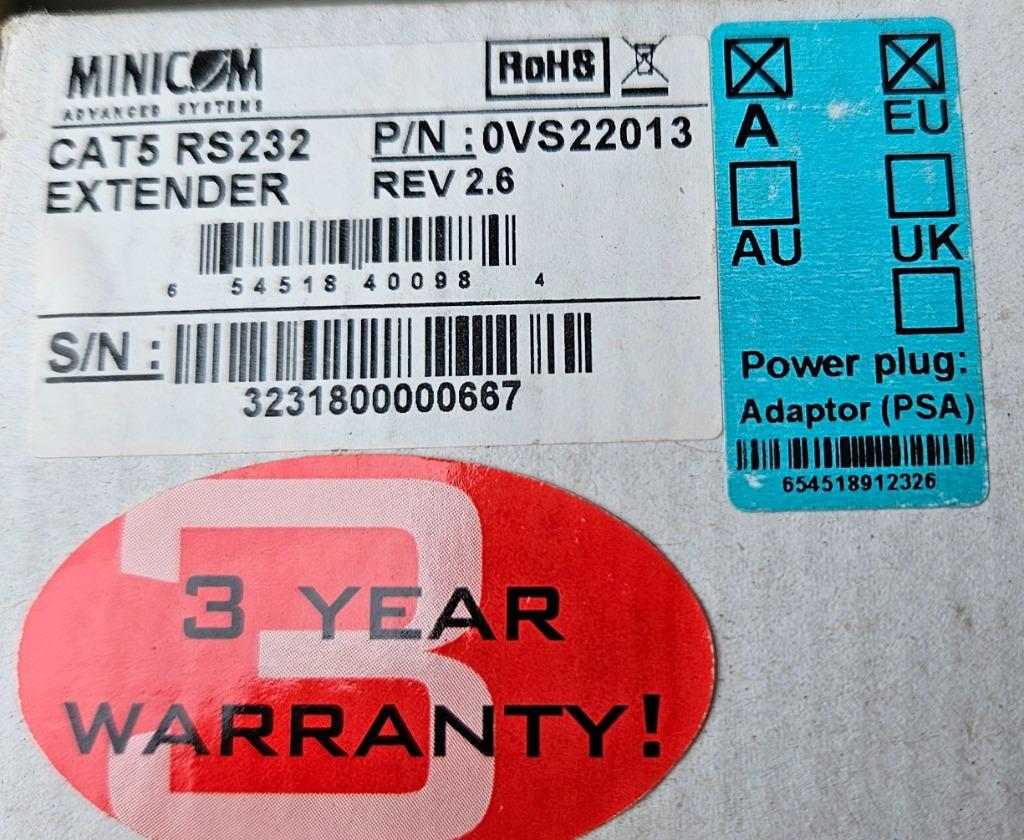 MINICOM cat5 RS232 EXTENDER new old stock, Enlèvement ou Envoi, Neuf
