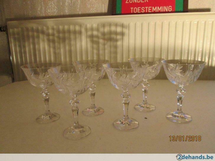 Boheems kristal, 6 glazen en karaf, Antiek en Kunst, Ophalen