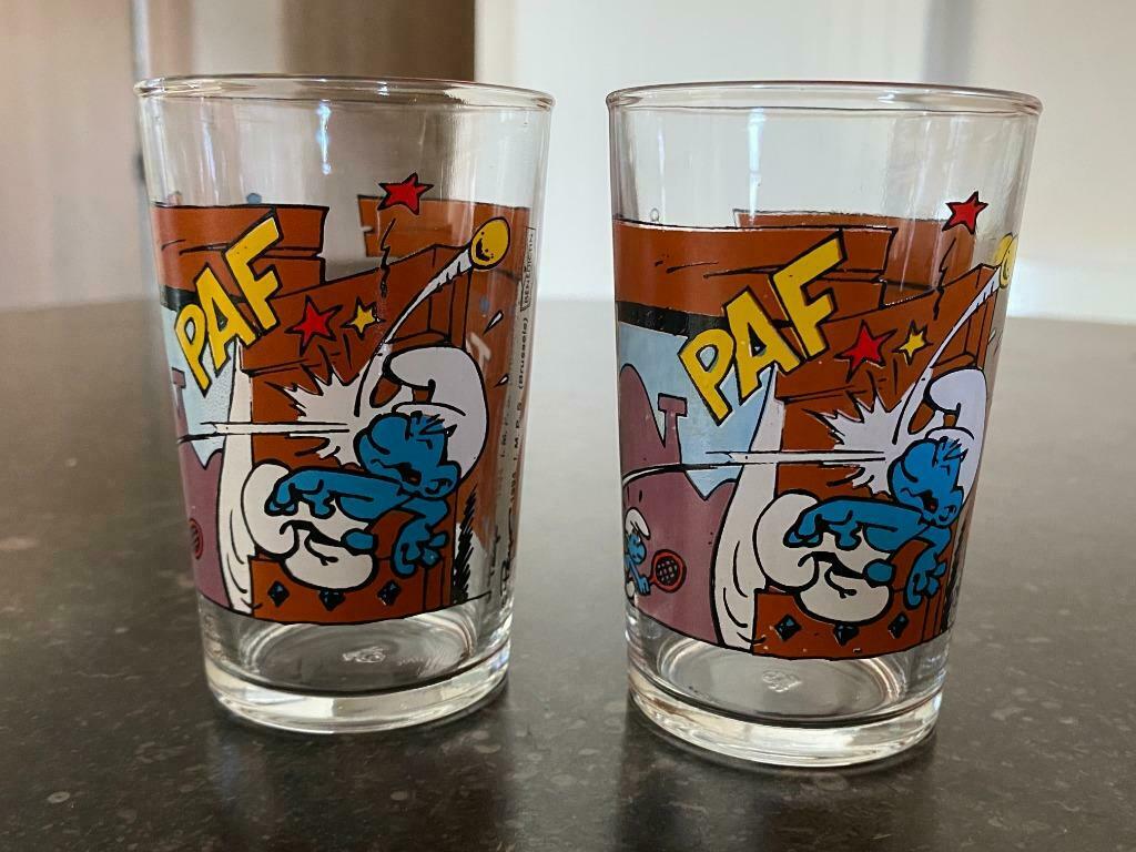 2 Smurfen glazen 1994 Peyo Benedictin, Enlèvement ou Envoi, Neuf, Verre à eau