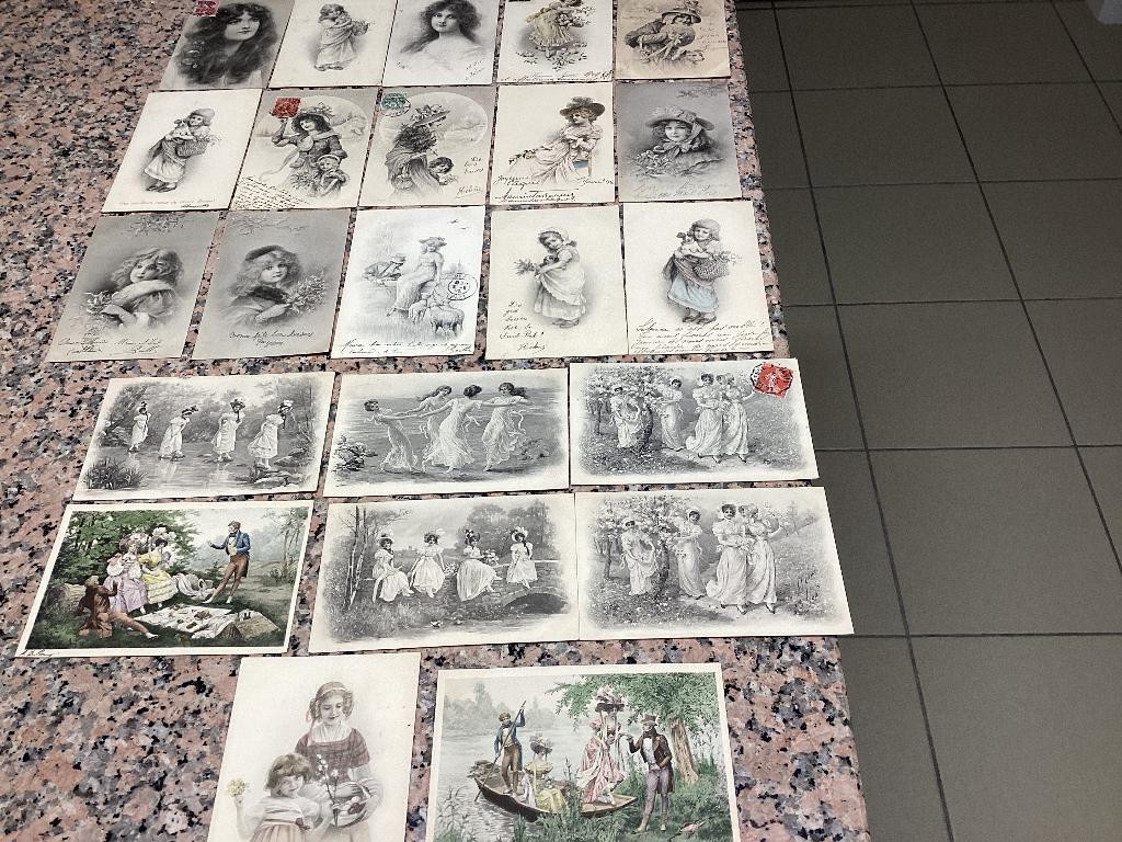 Lot van 23 oude VIENNOISES, Verzamelen, Ophalen of Verzenden, Voor 1920, Gelopen, Overige thema's