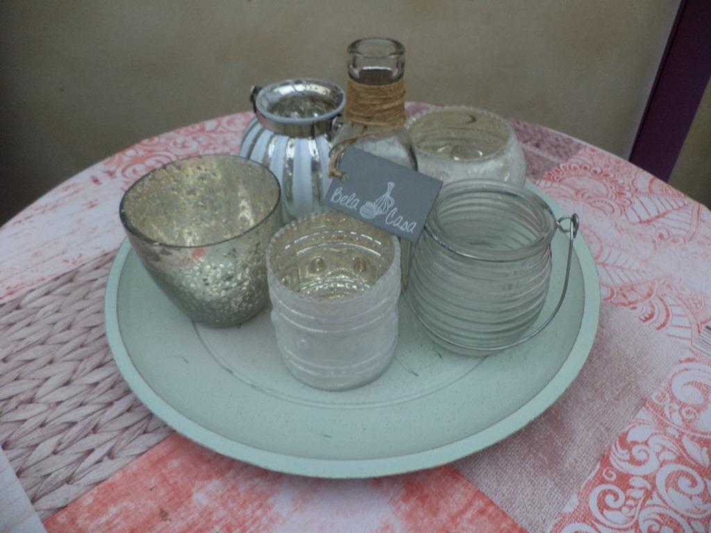 grote schaal met 6 decoratiepotjes BELA CASA, Huis en Inrichting, Ophalen of Verzenden, Nieuw, Schaal