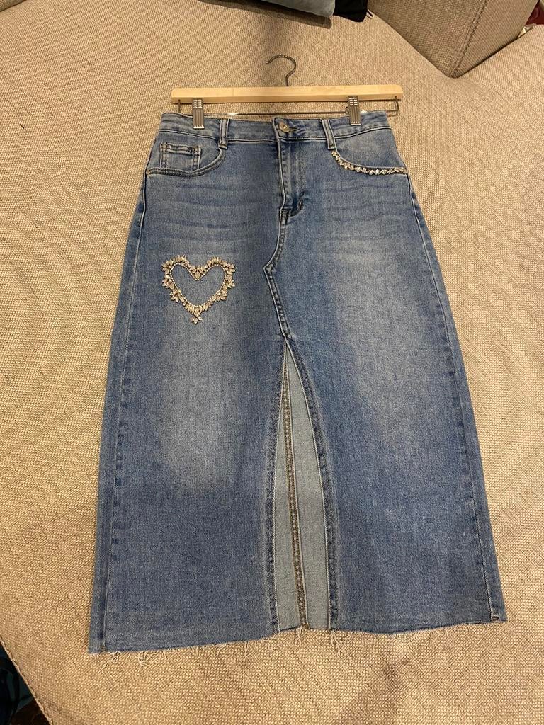 Jeansrok met strass, maat 38, Tuin en Terras, Tuinstoelen, Ophalen of Verzenden, Nieuw, Overige materialen, Inklapbaar