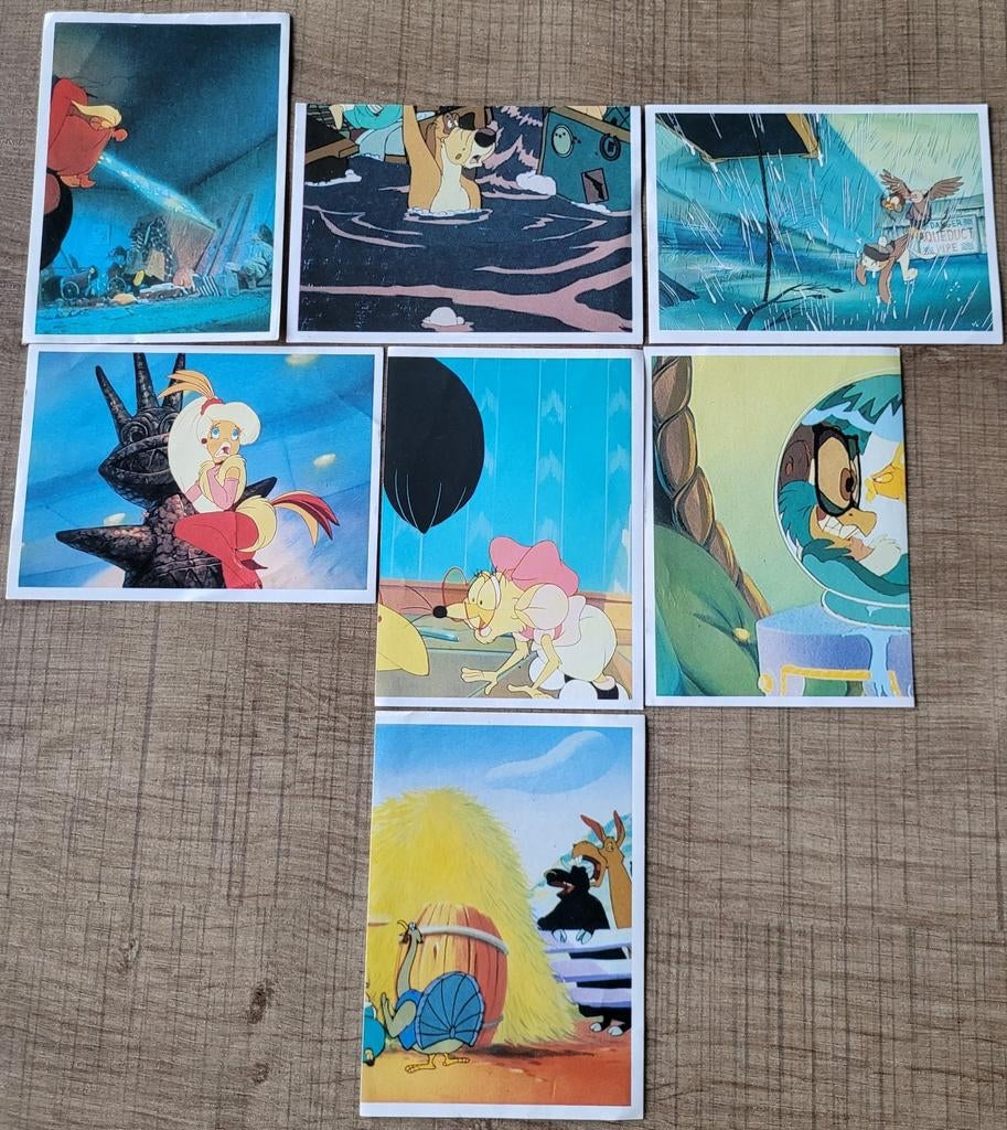 7 verzamelstickers: Rock a Doodle (1990), Ophalen of Verzenden, Gebruikt, Strip of Tekenfilm