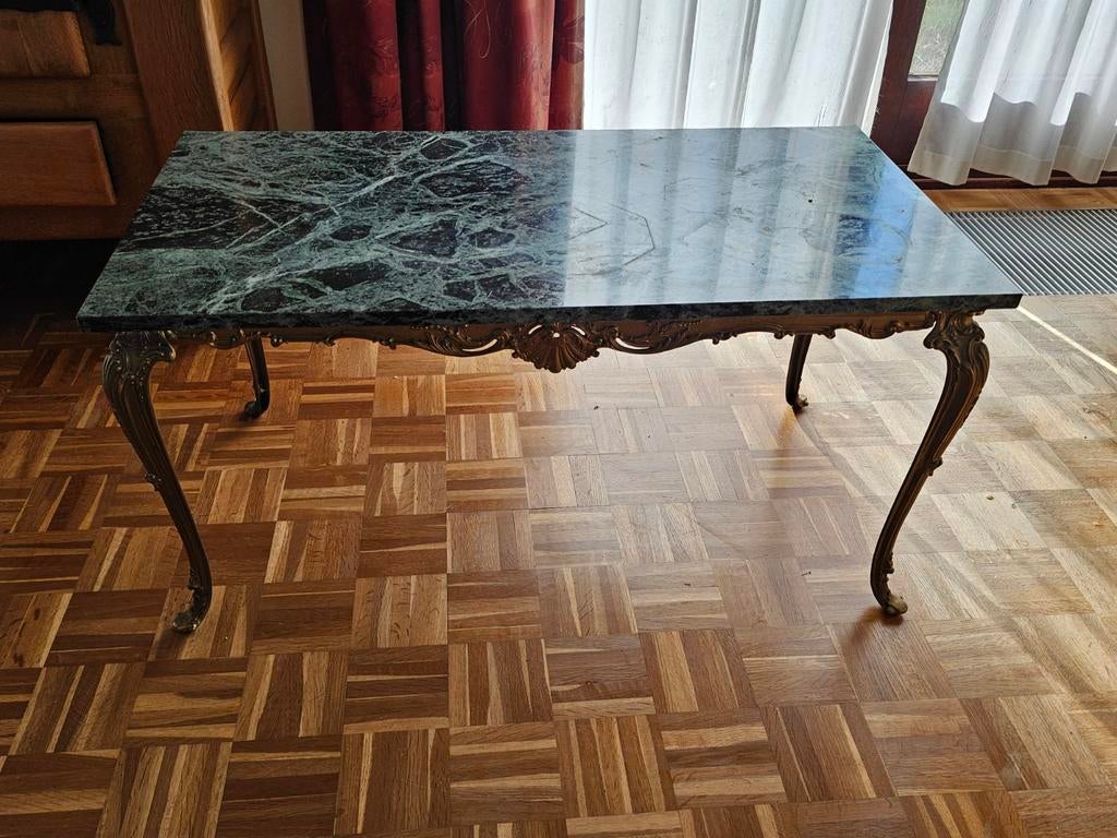 Vintage marmeren salontafel met messing frame, Enlèvement