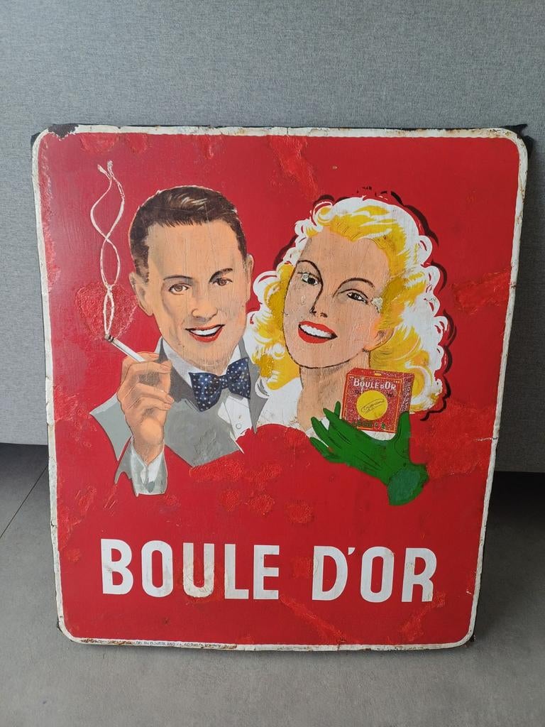 Emaille Boule D'or, Verzamelen, Ophalen of Verzenden, Gebruikt, Reclamebord