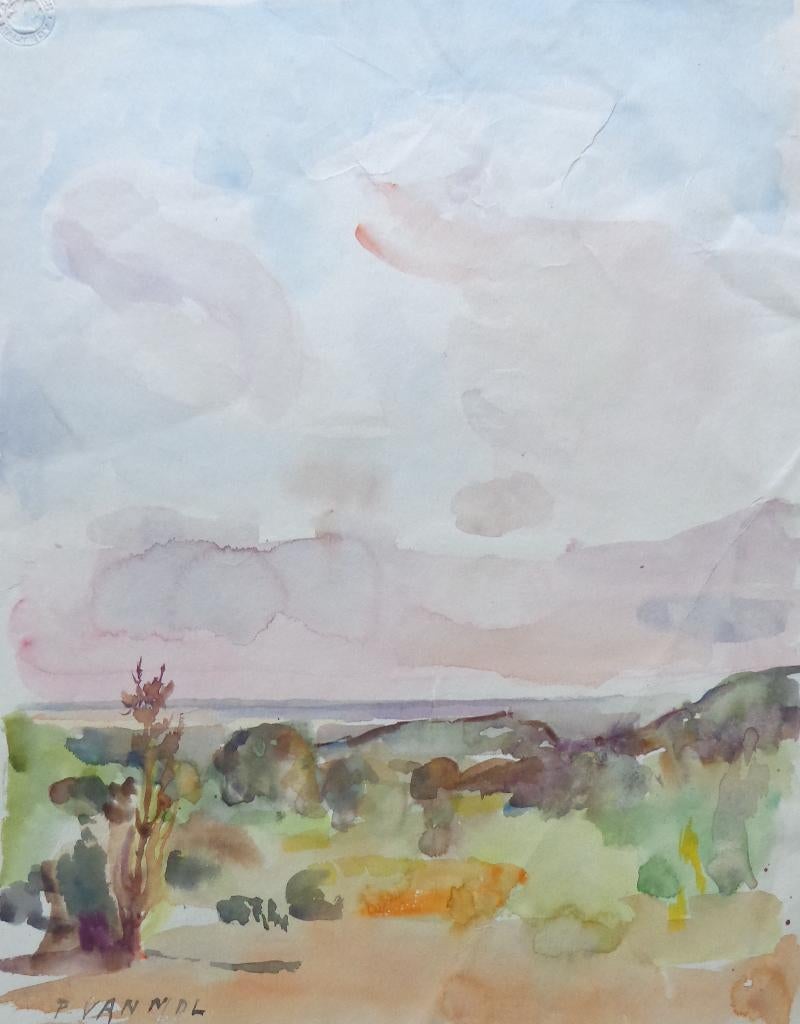 PIETER VAN MOL / FONTVIEILLE / ORIGINEEL WERK / 39x30cm SIG, Enlèvement ou Envoi
