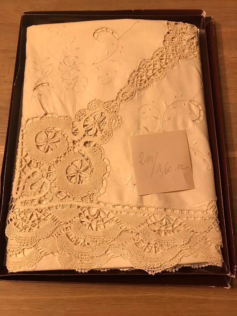 Vintage antiek Brugse kanten tafelkleed uit de jaren 60, Ophalen