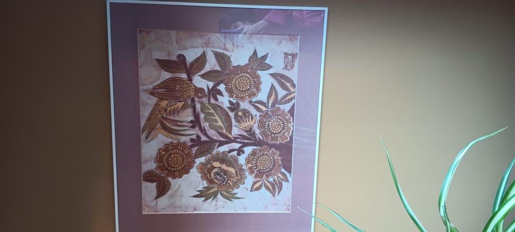 Batik ingelijst doek, Antiek en Kunst, Ophalen