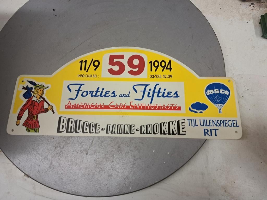 Auto rally bord Brugge Damme Knokke  1994, Ophalen of Verzenden