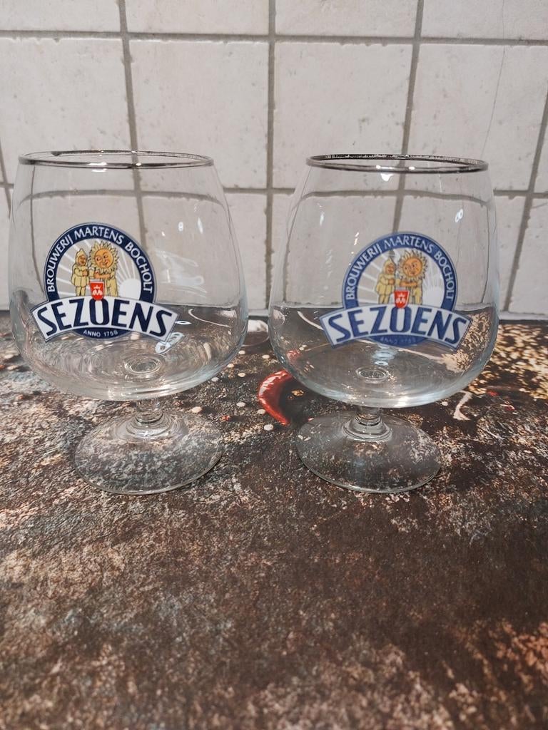 Sezoens glas bolletje Martens pils, Ophalen of Verzenden, Zo goed als nieuw, Bierglas