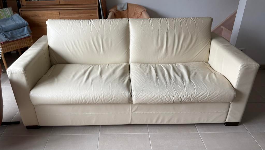 Leder zetelbed, Ophalen, Gebruikt, 150 tot 200 cm, Modern klassiek