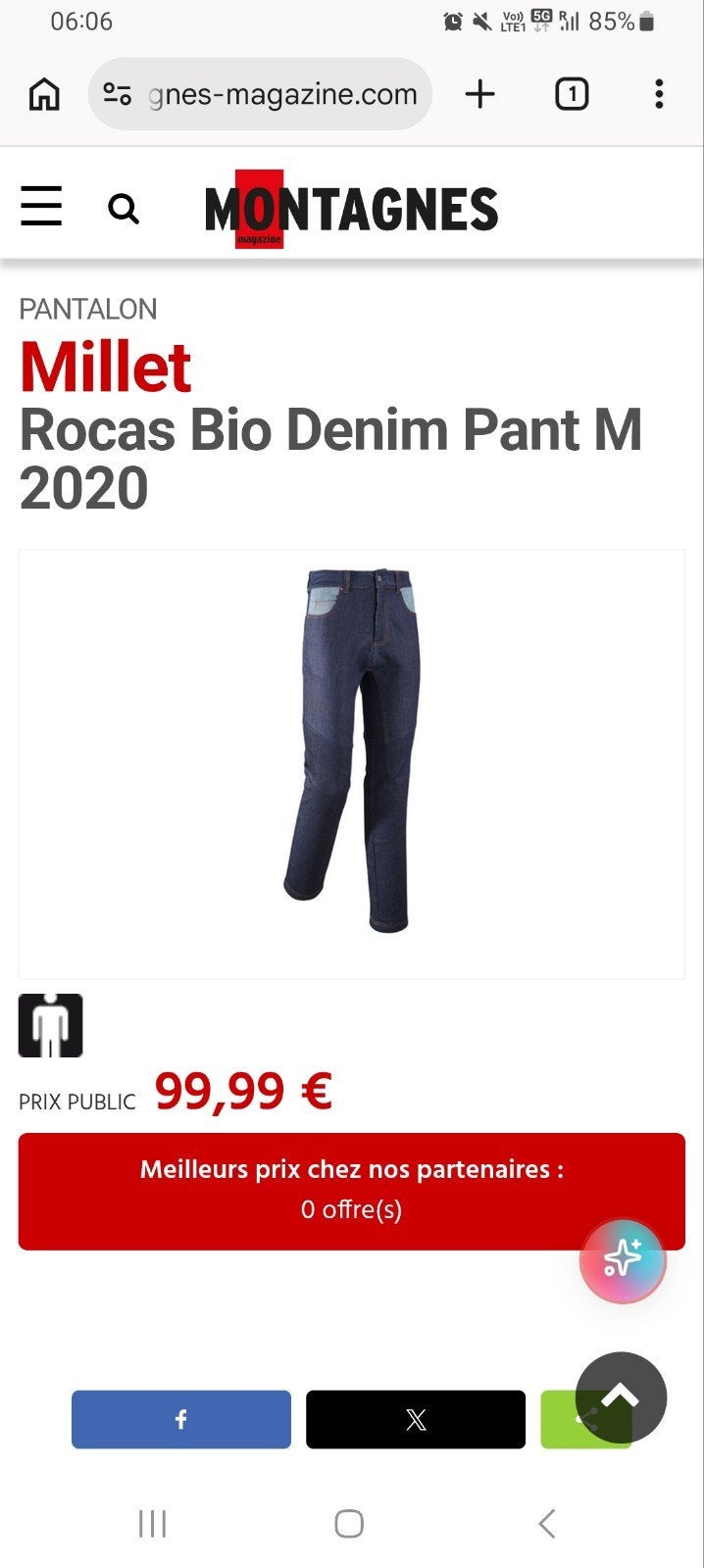 Pantalon escalade Millet taille M - neuf, Enlèvement ou Envoi