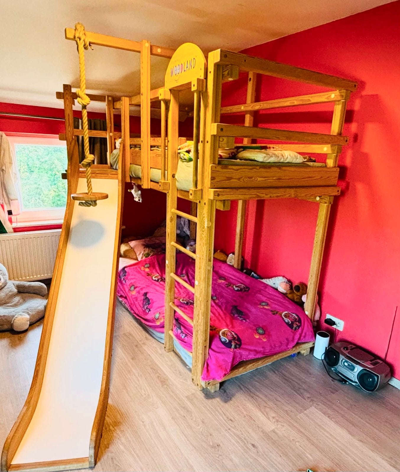 Lit superposé en bois avec tobbogan (WOODLAND), Enlèvement, Utilisé, Lits superposés