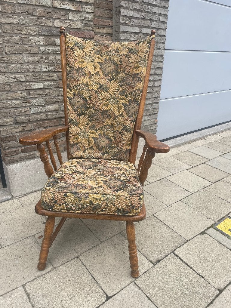 Bruine vintage stoel met weelderig patroon, Maison & Meubles, Chaises, Retro, vintage, Brun, Enlèvement, Utilisé