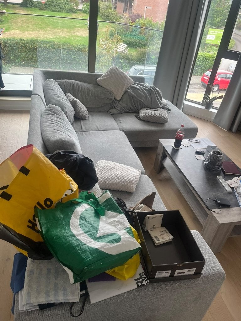 Stoffen zetel grijs, Ophalen, Zo goed als nieuw, Hoekbank, Stof