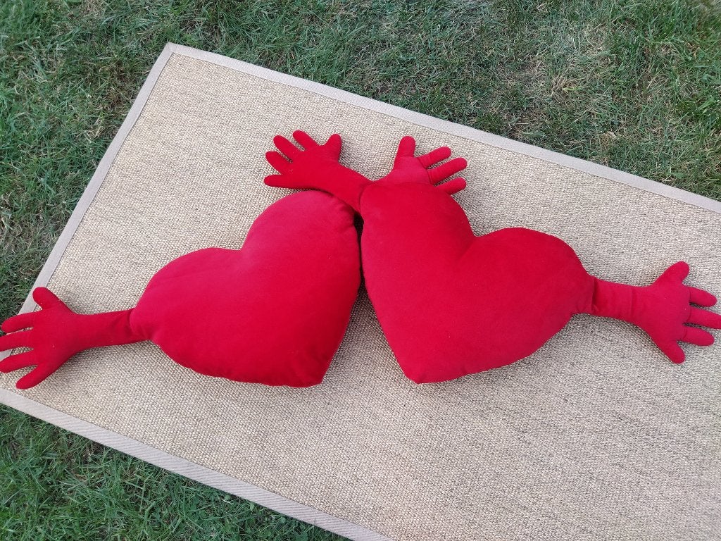 Lot de 2 coussins "Coeur" Collector Ikea, Maison & Meubles, Rouge, Coussin décoratif, Enlèvement ou Envoi, IKEA