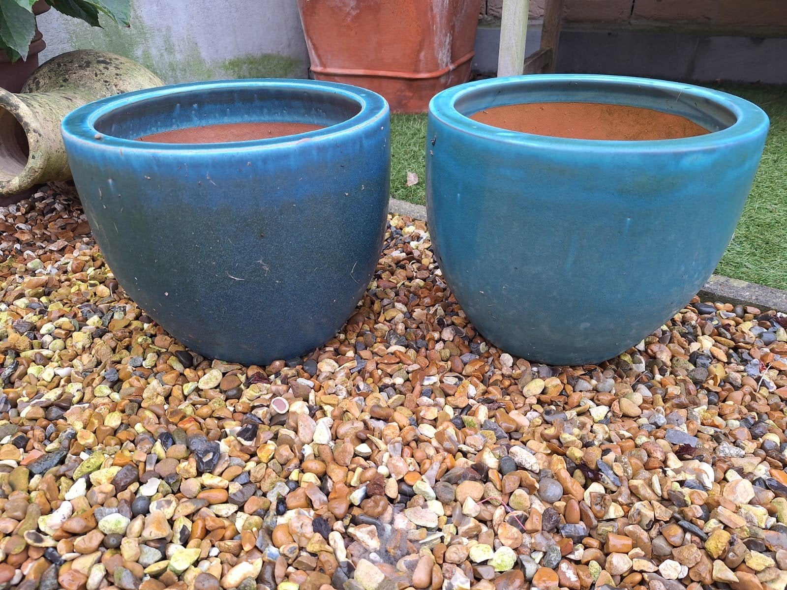 GERESERVEERD Koppel geglazuurde terracotta, Tuin en Terras, Ophalen, Terracotta