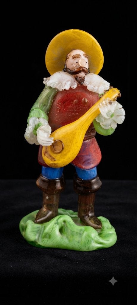 Ancienne FigurineTroubadour en Verre de Bohème – Tchèque, Antiquités & Art, Enlèvement
