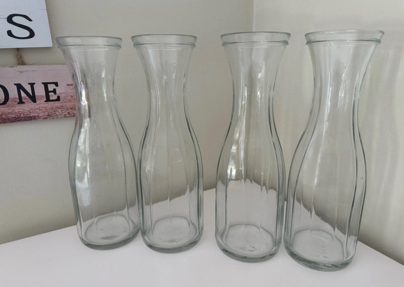 Lot de 4 carafes en verre cannelé classique, Ophalen, Zo goed als nieuw