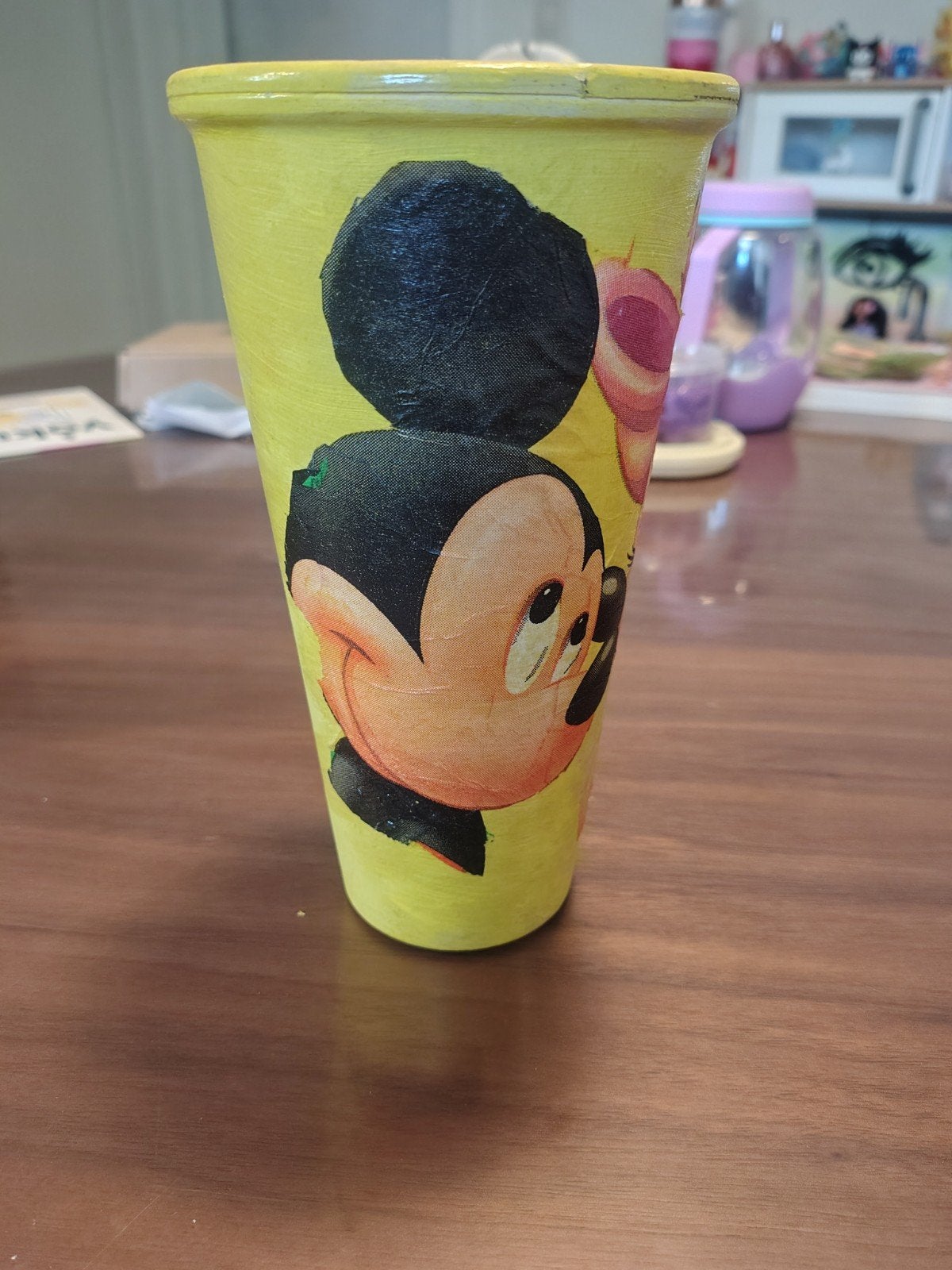 Handgemaakte Mickey & Minnie Mouse vaas, Ophalen of Verzenden, Object