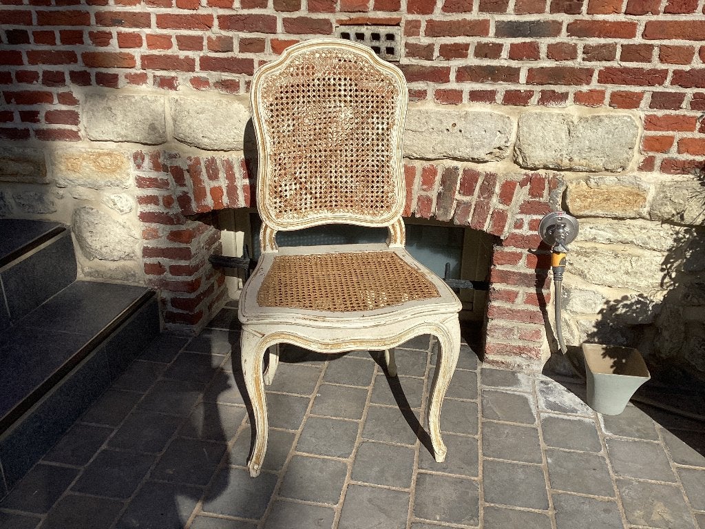 Gepatineerde stoel met canage zit, Ophalen, Gebruikt, Wit, Vijf, Zes of meer stoelen