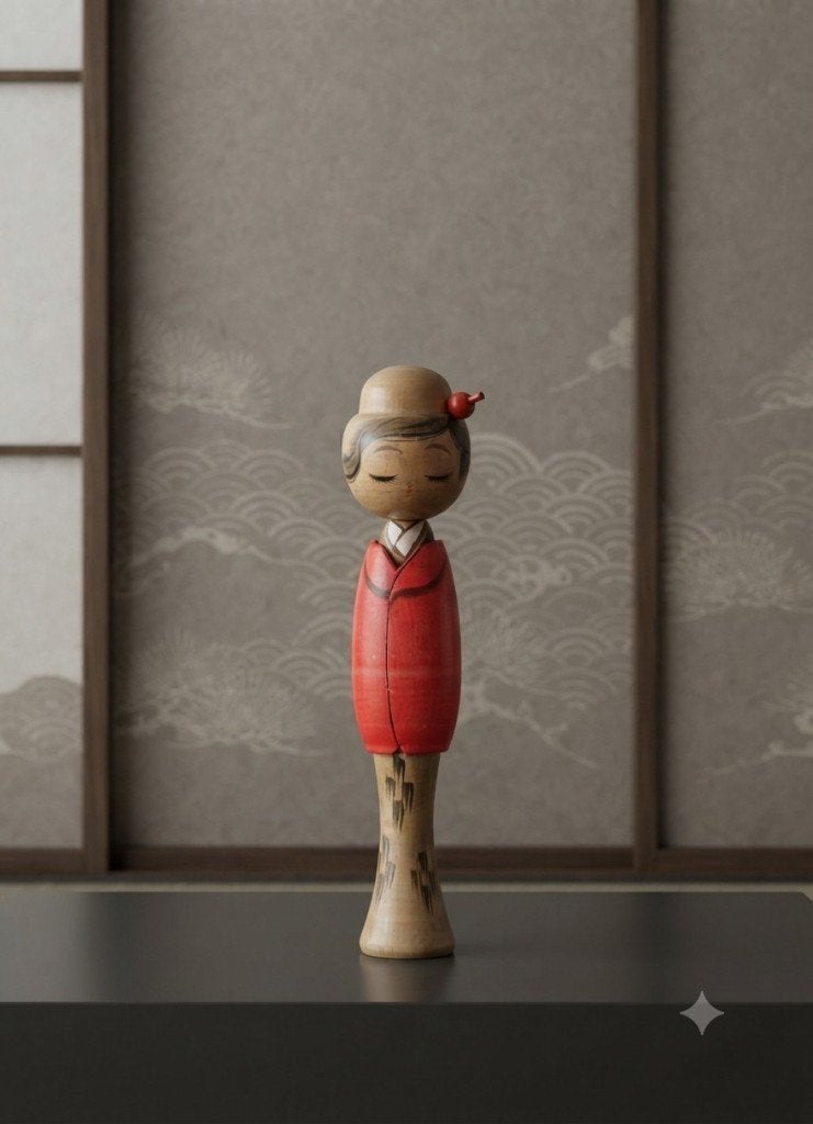 Mooie Kokeshi van Miyashita Hajime, Antiek en Kunst, Kunst | Niet-Westerse kunst, Pop, Japan, Hout, Meerkleurig, Geschilderd, Gesigneerd