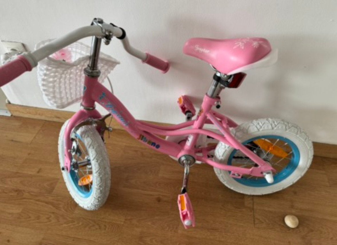 Volare Jasmine meisjesfiets 12 inch roze met mandje, Ophalen, Zo goed als nieuw