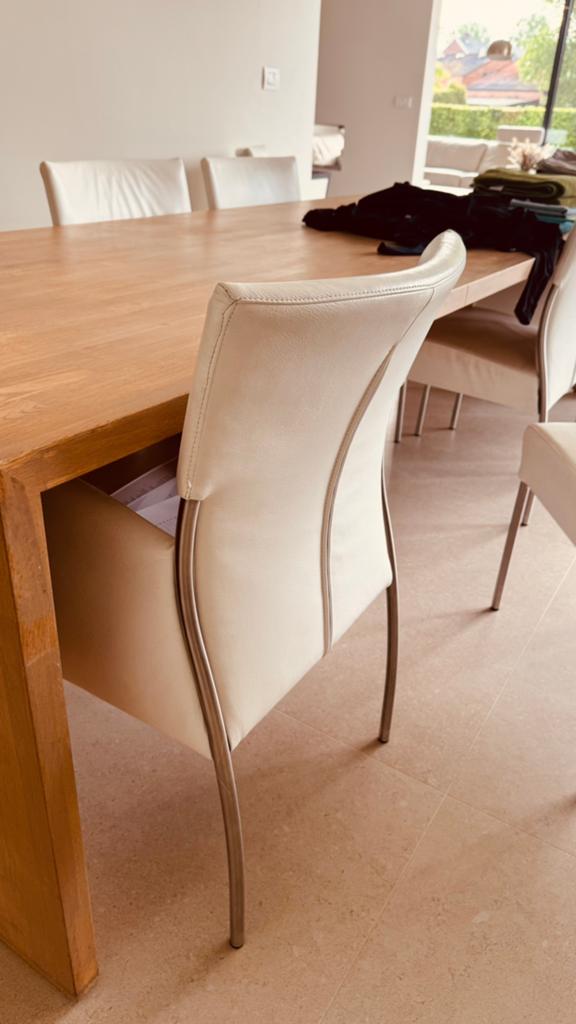 Lederen witte eetkamer stoelen, Huis en Inrichting, Ophalen, Zo goed als nieuw