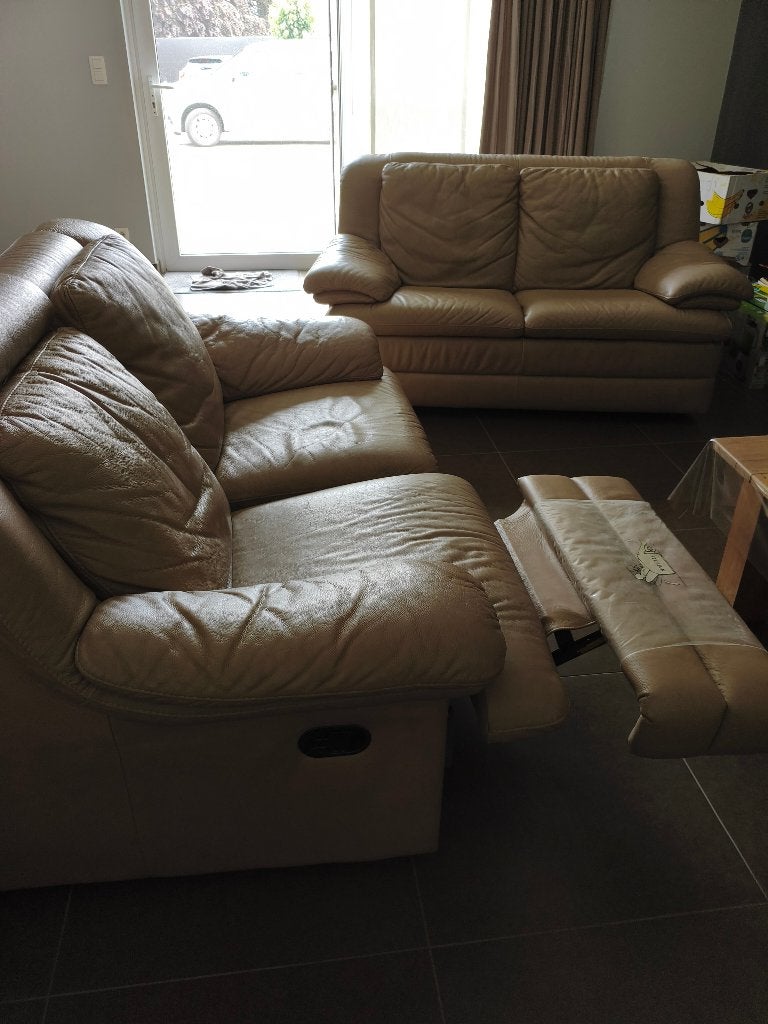 Hoogwaardige Natuzzi lederen zetel Italiaans design, Huis en Inrichting, Gebruikt, Leer, Rechte bank, Vierpersoons of meer