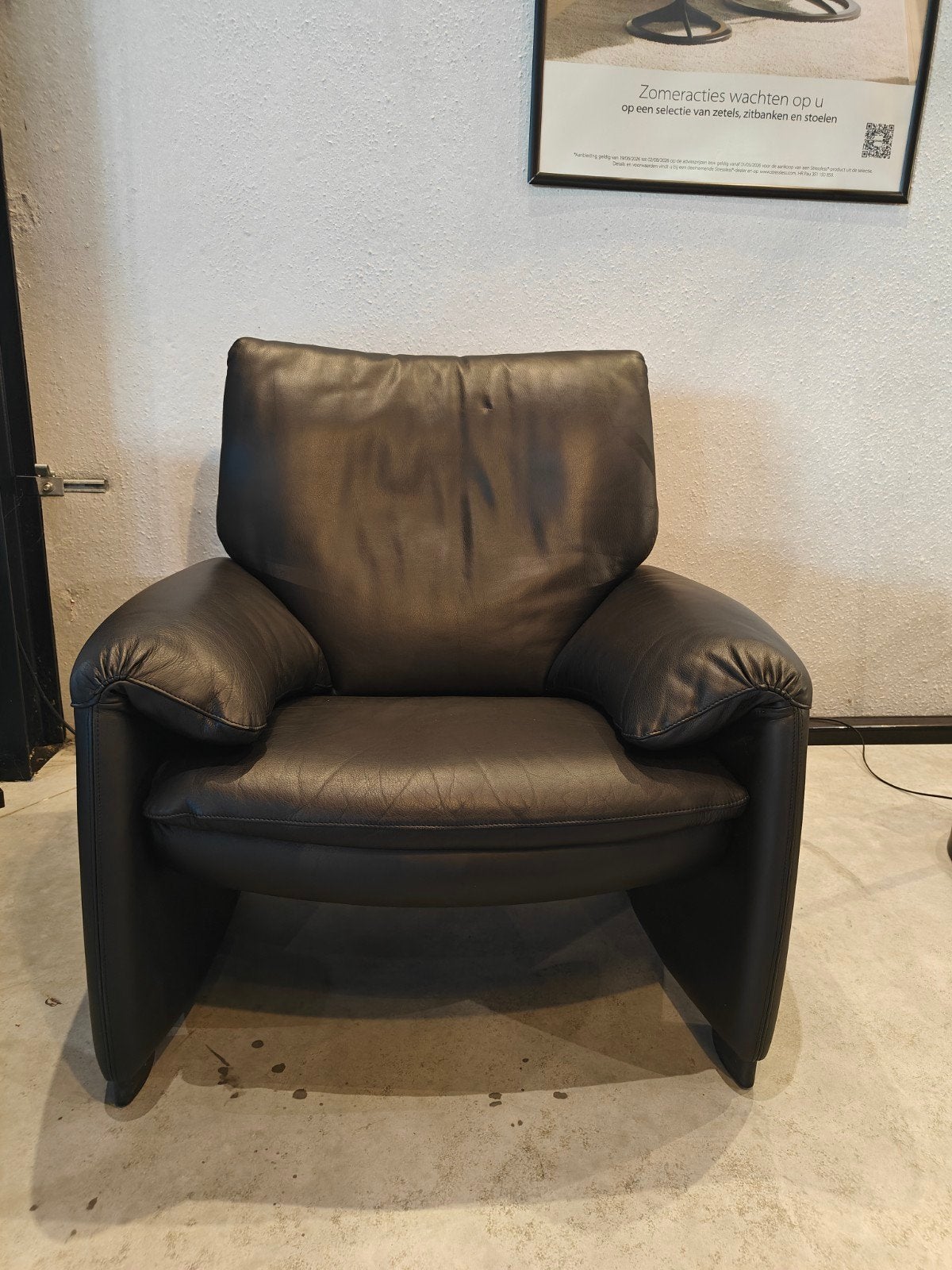 Leolux 1 place — Cuir noir (Cadura), Maison & Meubles, Fauteuils, Enlèvement