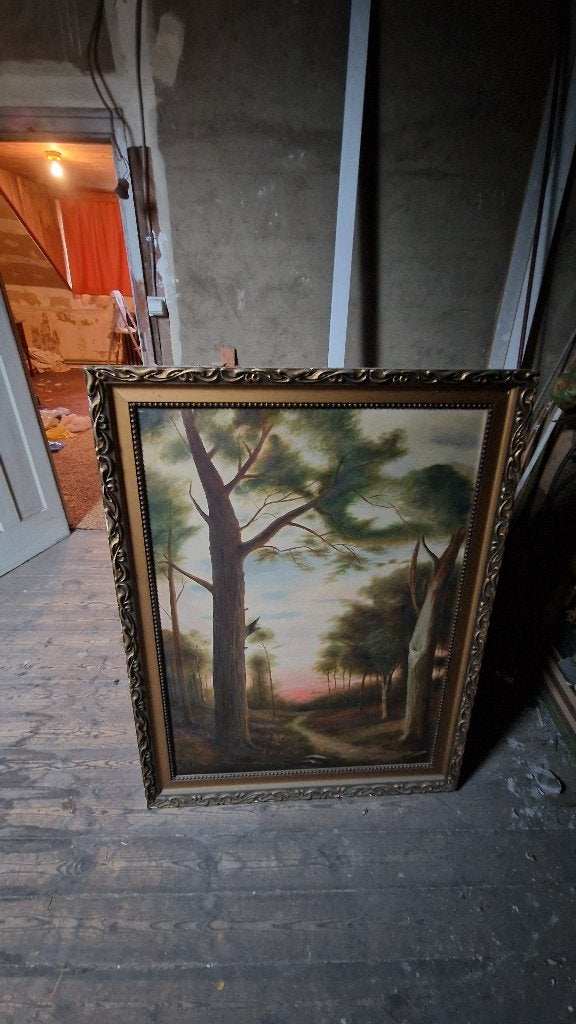Oude tafel, Antiek en Kunst, Kunst | Schilderijen | Klassiek, Ophalen, Overige technieken, Landschap, Abstract