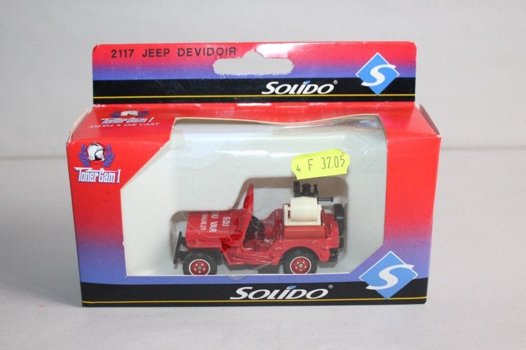 1:43 Solido N2117 Jeep dévidoir pompiers brandweer VAR, Ophalen of Verzenden, Gebruikt, Auto, Solido