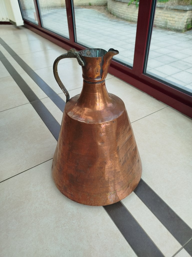 Grande aiguière ancienne en cuivre martelé – Déco vintage, Enlèvement