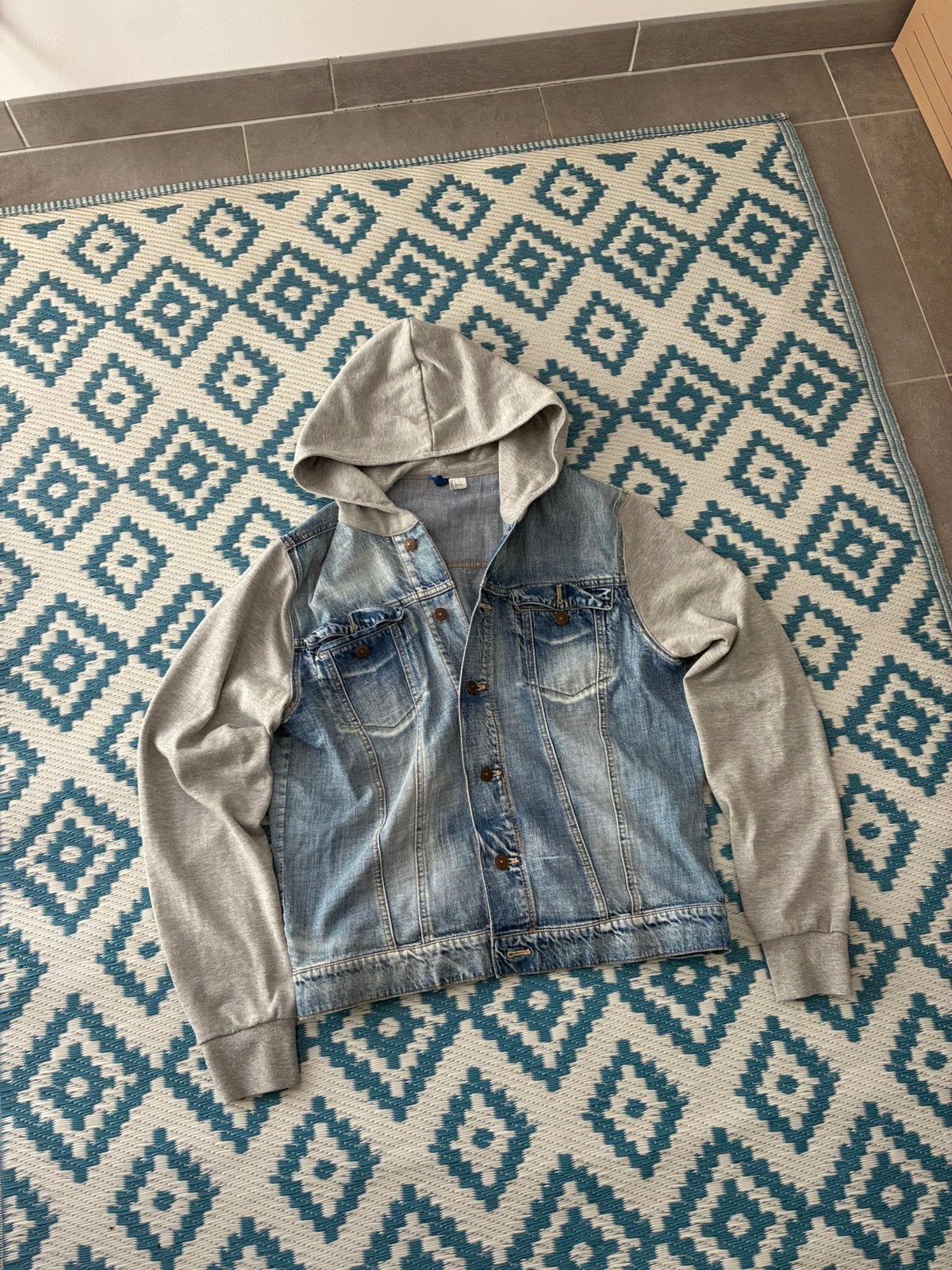 Veste en Jean Vintage, Kleding | Heren, Jassen | Zomer, Ophalen of Verzenden, Zo goed als nieuw, Maat 52/54 (L), Blauw