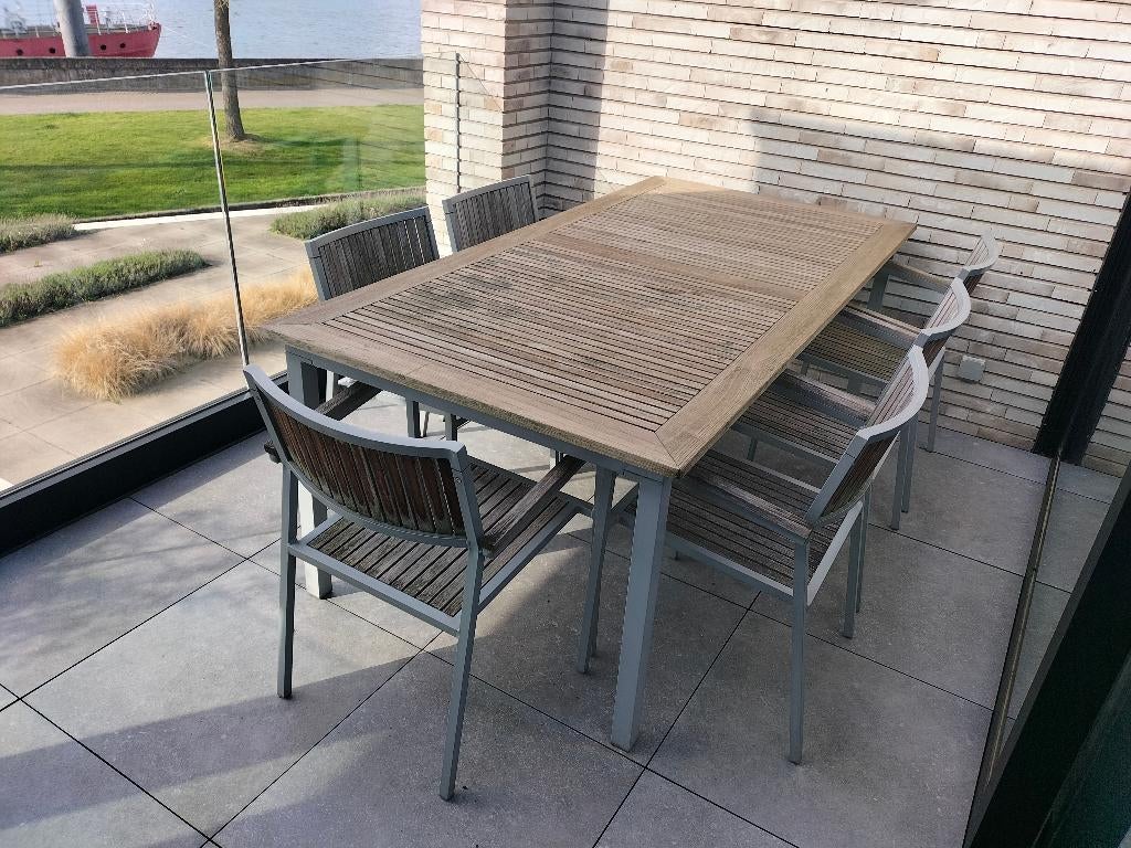 Tuintafel + 6 stoelen., Ophalen, Gebruikt