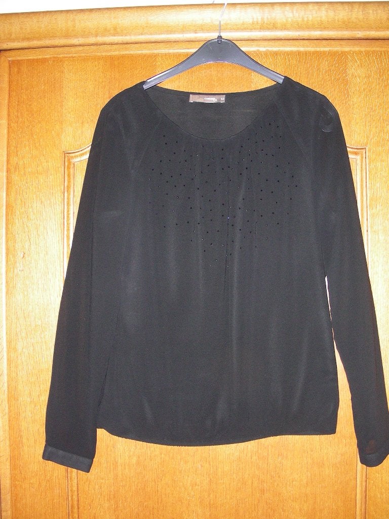 Zwarte bloes met lange mouw. Comme Ca, 42, Kleding | Dames, Blouses en Tunieken, Zwart, Maat 42/44 (L), Zo goed als nieuw, Comme ça