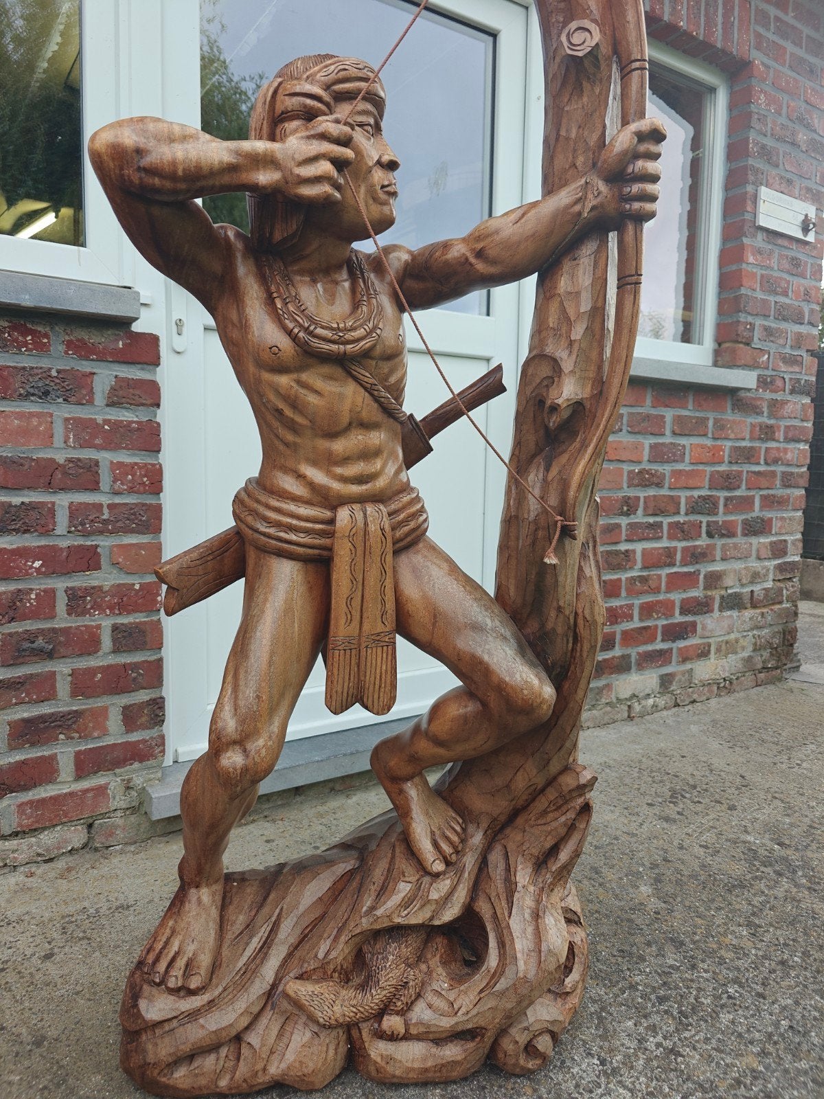 houten beeld, Statue, Bois, 1 mètre - 2 mètres, Brun