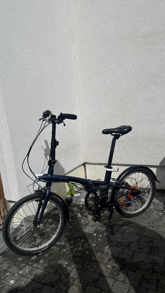 Plooifiets OXYLANE: Blauw, weinig gebruikt, Fietsen en Brommers, Velgrem, Nieuw, Totaal opvouwbaar, Ophalen