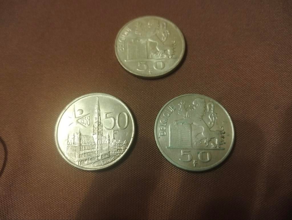 3 zilveren 50 frank stukken, Ophalen of Verzenden