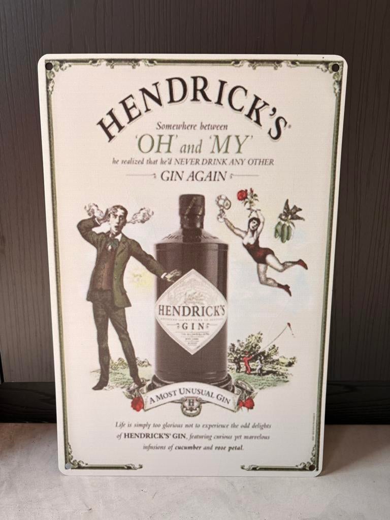 Reclamebord Hendrick’s Gin, Verzamelen, Merken en Reclamevoorwerpen, Ophalen of Verzenden, Zo goed als nieuw, Reclamebord