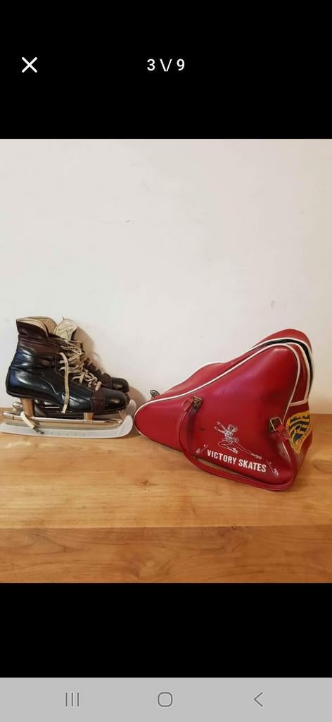 Vintage Lederen Kovopol Schaatsen met tas, Ophalen of Verzenden