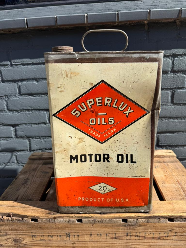 Superlux motor oil olie blik, Verzamelen, Ophalen of Verzenden, Gebruikt, Verpakking