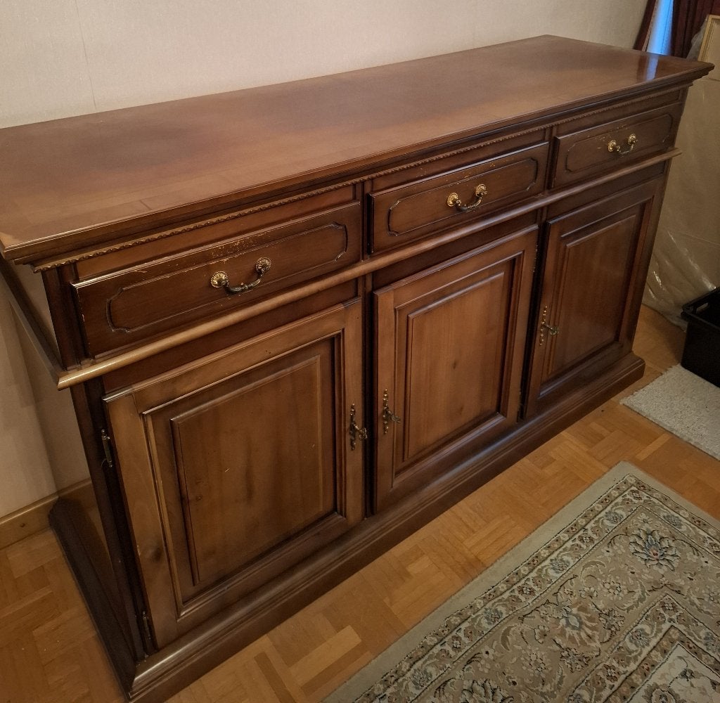 Dressoir van donkerbruin massief hout, 3 ou 4 tiroirs, Klassiek, 150 à 200 cm, Enlèvement