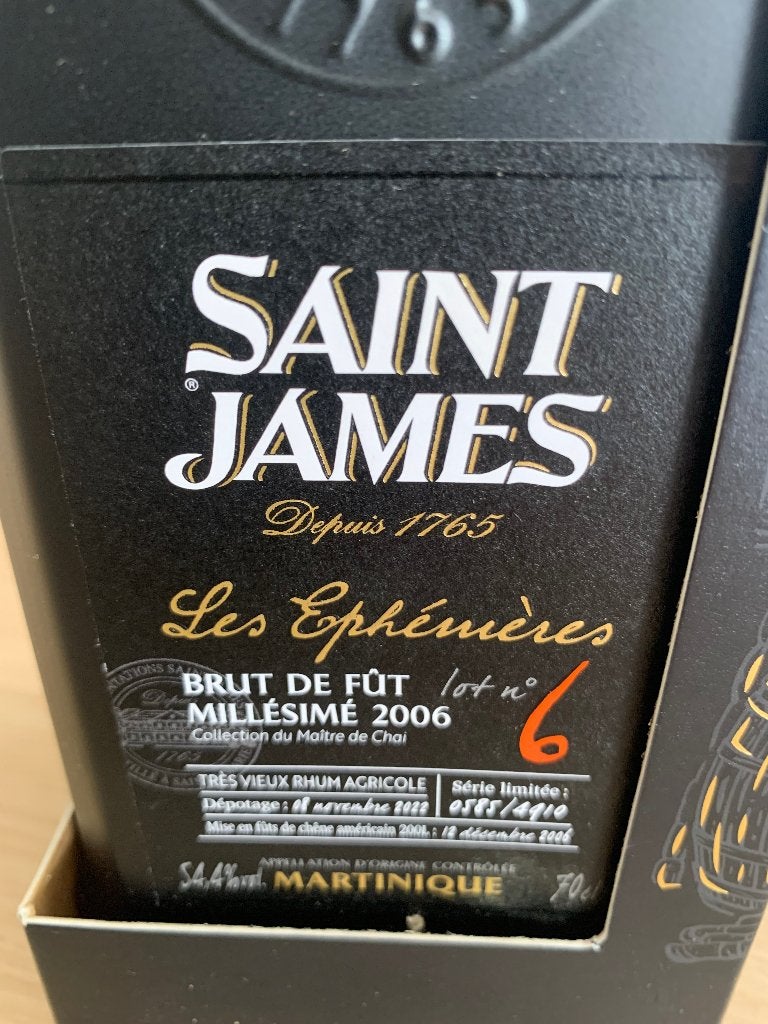 Rum st James les Ephémères nr 6, Enlèvement, Neuf, Pleine