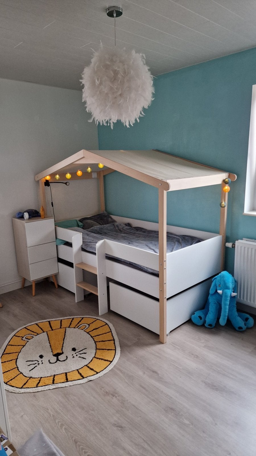 Lit cabane enfant mi-hauteur 90x200, Enlèvement, Comme neuf, Lit mi-hauteur mezzanine
