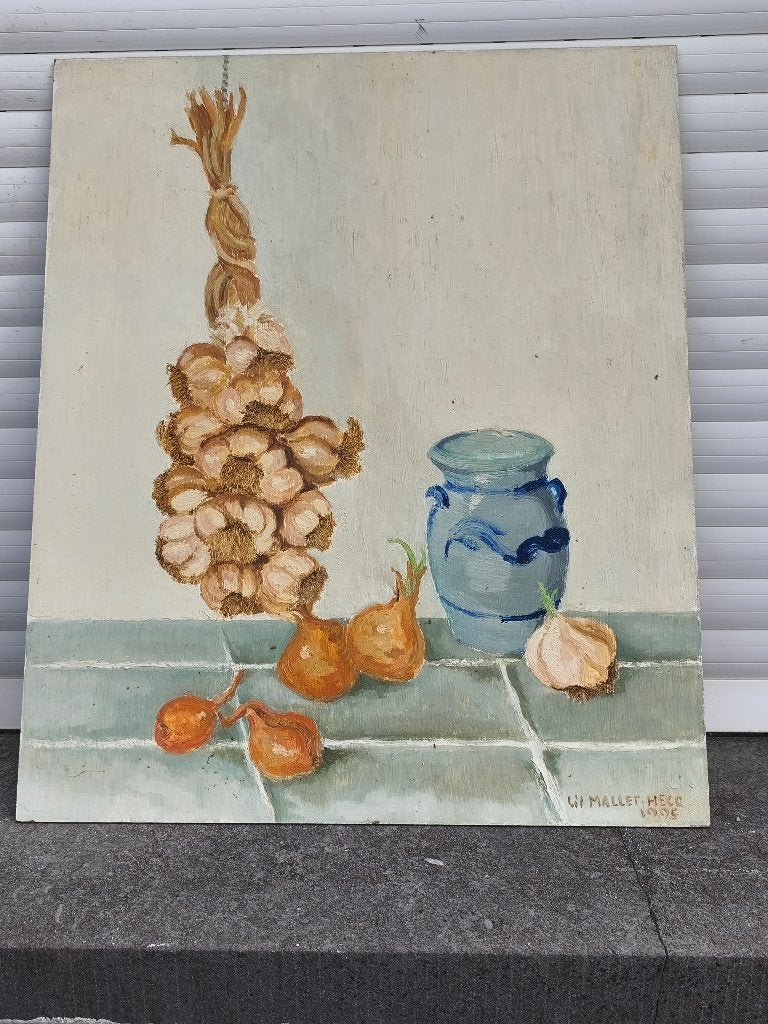 Huile sur panneau signe Lili Mallet hecq, Antiek en Kunst, Kunst | Schilderijen | Klassiek, Ophalen of Verzenden