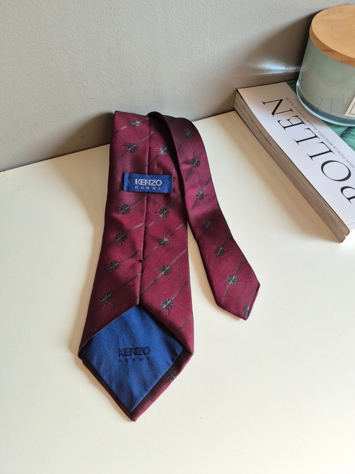 Kenzo vintage bordeauxrode zijden stropdas voor heren, Ophalen of Verzenden, Zo goed als nieuw, Kenzo, Met patroon
