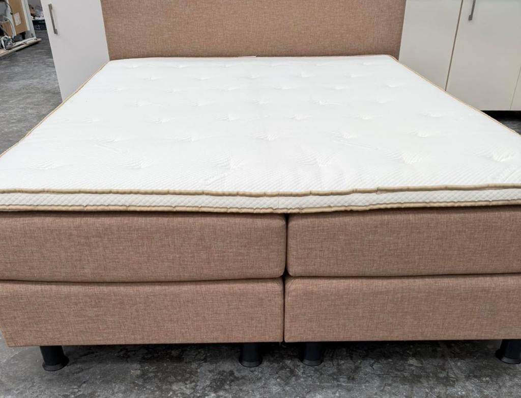 Duurzame Pullman boxspring compleet met toper 200 x 160 cm, Beige, Enlèvement, Pullman, 200 cm