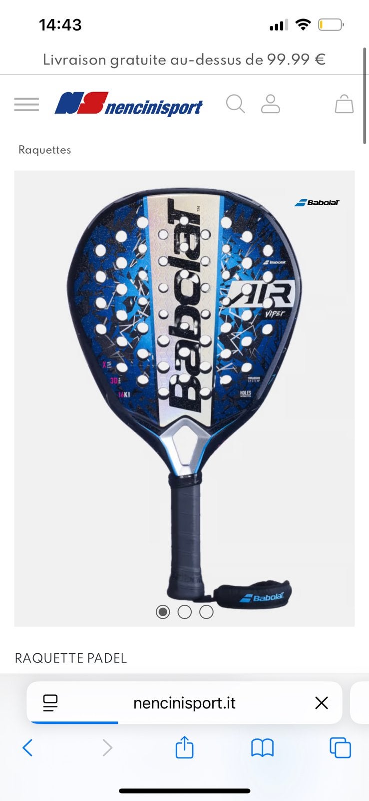 Babolat Air veron 2025, Enlèvement ou Envoi, Comme neuf, Raquette de padel