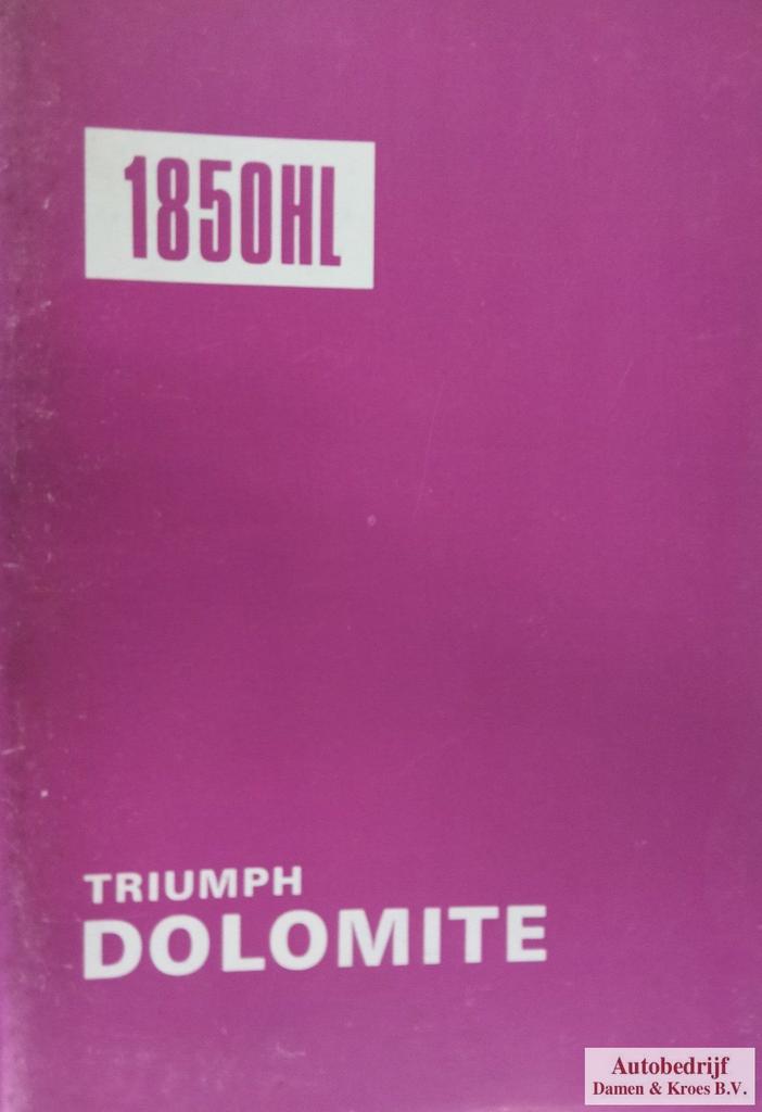 Handboek Triumph Dolomite 1850HL, Enlèvement ou Envoi